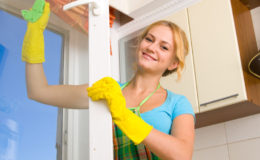 Women cleaning a window 3